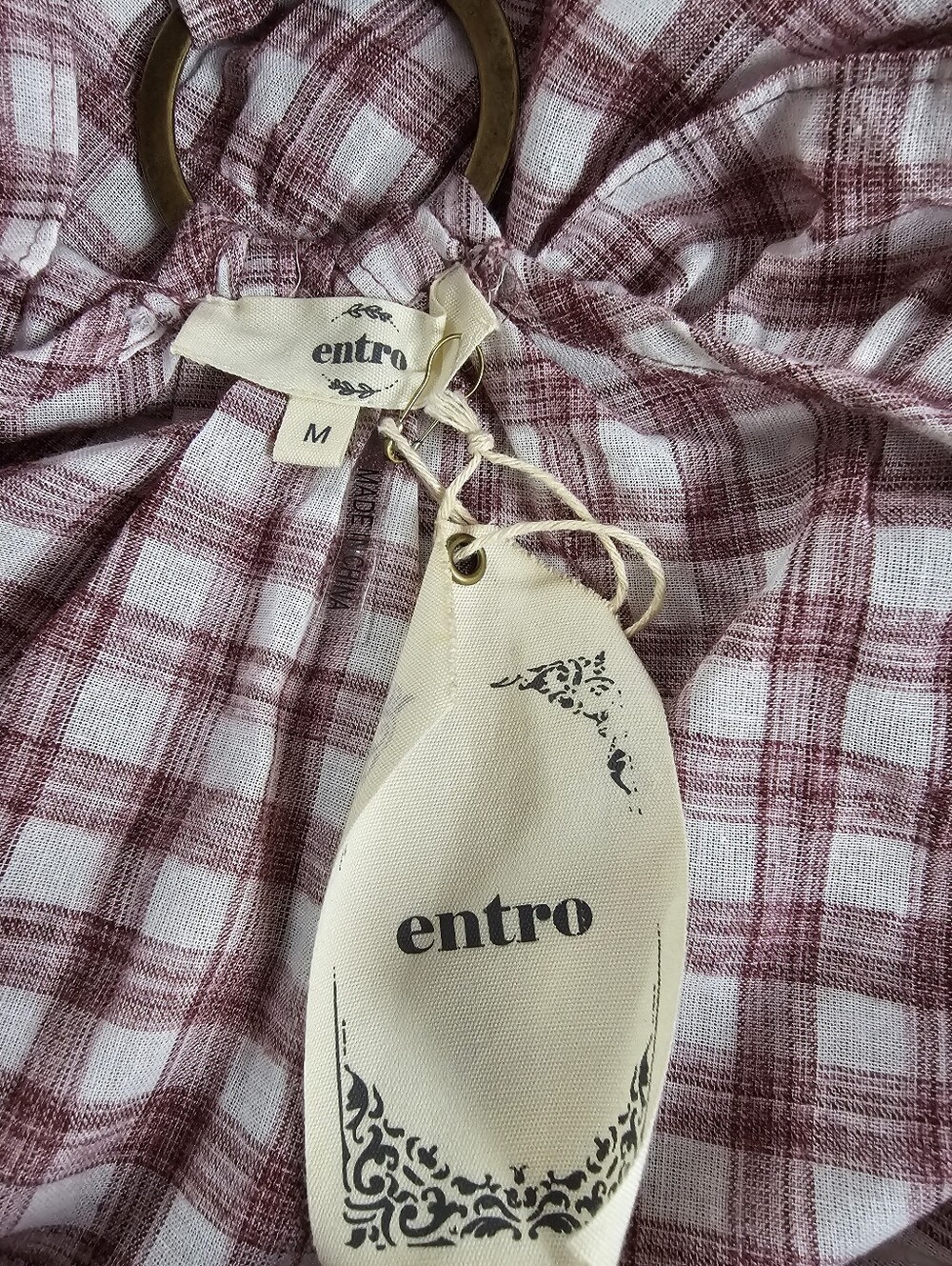 Entro NWT Gingham Plaid Ruffle Halter Top Shirt Size Medium - Picture 5 of 6